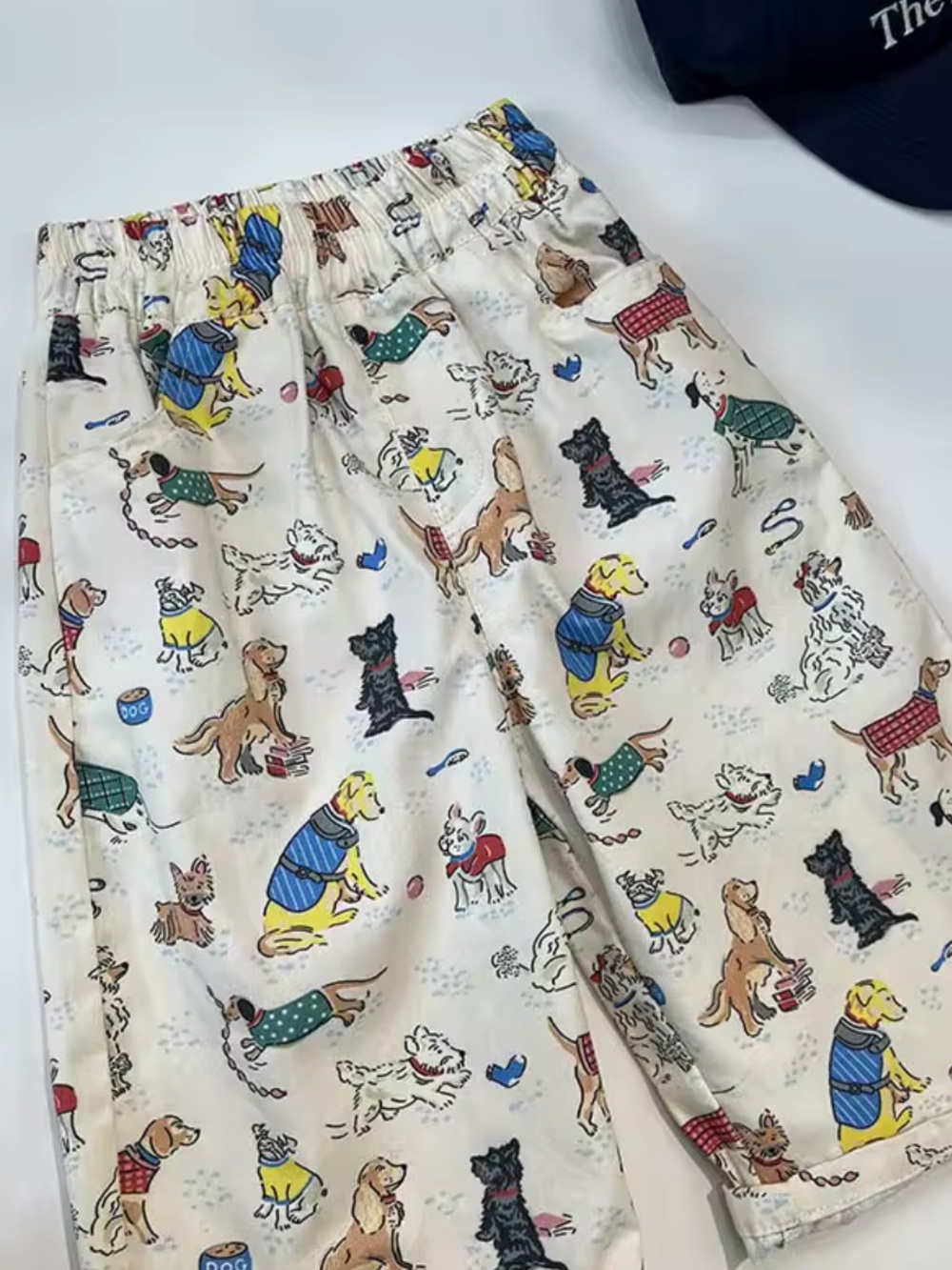 Dog printed cotton relaxed fit toddler pants